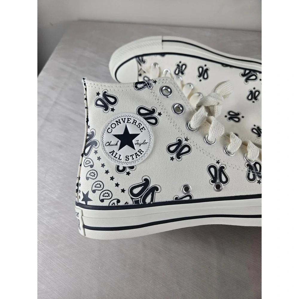 Converse Chuck Taylor All Star Hi Paisley Egret Black A15810F Mens 6.5 Womens8.5